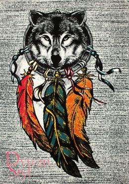 Dywan Pastello wilk łapacz snów 